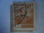 Stamps Austria -  Alta Austria - Costumbres del 1934. Mujer de Alta Austria.