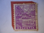 Stamps Switzerland -  Castillo de Chillon y Cadeña de Montañas de Sents du Midi.