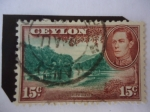 Stamps Sri Lanka -  River Scene - Kink george VI - Visita del rey.