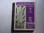 Stamps : Asia : Yemen :  Statues of Mareb (Sheba)-Yemen,Rep.Arabe- Cabeza de Toro en Alto Relieve.
