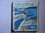 Stamps Switzerland -  Riex (Lavaux-oron) - Viñedos en la aldea de Riex.