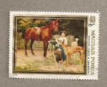 Sellos de Europa - Hungra -  Niño con caballo de Janos Vaszary