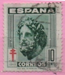 Stamps Spain -  Pro Tuberculosos ( Cruz d´Lorena en Carmin) (Esculapio)