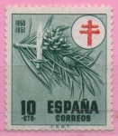 Stamps Spain -  Pro Tuberculosos ( Cruz d´Lorena en rojo)(Adorno Navideño)