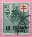Stamps Spain -  Pro Tuberculosos ( Cruz d´Lorena en rojo)(Adorno Navideño)