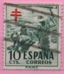 Stamps Spain -  Pro Tuberculosos ( Cruz d´Lorena en rojo)(Niños en la Playa)