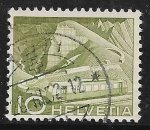 Stamps Switzerland -  Tren en paisaje montañoso 