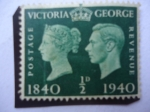 Sellos de Europa - Reino Unido -  Queen Victoria y George VI - Centenario de la Estampilla Postal (1840-1940)