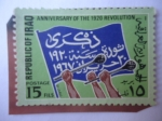 Stamps Iraq -  47 Aniversario de la Revolución en 1920/67 - Bandera con Inscripcion Brazos levantados con Armas Con