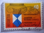 Stamps Switzerland -  Protección de Bienes Culturales - Escudo de protección de Bienes Culturales en Capitel (Jónico) 