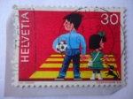 Stamps Switzerland -  Niños y Mascota en Cruce peatonal - Seguridad Vial.