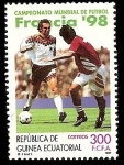 Sellos de Africa - Guinea Ecuatorial -  Campeonato Mundial de Fútbol  Francia 98 - acción de juego USA-Alemania
