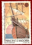 Stamps : Europe : Andorra :  ANDORRA Edifil 230 Nao Santa María 27