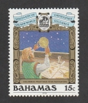 Stamps : America : Bahamas :  Colón practicando la navegación por las estrellas
