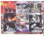 Stamps Chad -  3 ASTRONAUTAS CHINOS EN EL ESPACIO