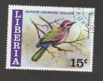 Stamps Liberia -  Ave Coracias navius