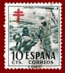 Stamps Spain -  Edifil 1104 Pro tuberculosos 0,10 verde