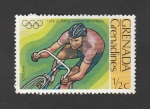 Stamps : America : Grenada :  Olimpiada Monteral. Ciclismo