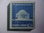Stamps United States -  Jefferson Memorial and Signature - Memorial y Firma del Presidente Jefferson - United States 10c.