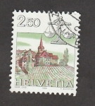 Stamps Switzerland -  Pueblo con calvario