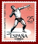 Stamps Spain -  Edifil 1617 Juegos Olímpicos Tokio 1964 0,25