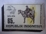 Stamps Indonesia -  U.P.U. Unión Postal Universal -Centenario 1874-1974- Cartero a Caballo.