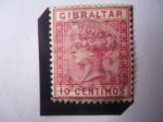 Stamps Gibraltar -  Queen Victoria (Busto hacia la Iq.) Serie:Queen Victoria 1889-1898. - Moneda Española 10 céntimos.