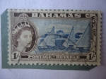 Stamps Bahamas -  Yacht Racing -Carreras de Yates- Navegando por el Fuerte Montague, en Nassau (Bahamas)