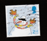 Stamps United Kingdom -  Pajaros picoteando muñeco de nieve