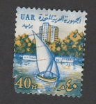 Stamps Egypt -  Barca a vela en el Nilo