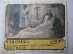 Stamps Colombia -  Últimos Momentos del Libertador - Simón Bolívar en Santa Marta Colombia. Oleo de M.L Mariño-150 Aniv