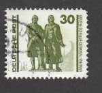 Stamps Germany -  Monumento a Goethe y Schiller en Weimar