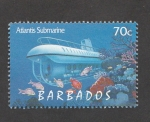 Stamps : America : Barbados :  Submarino Atlantis