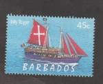 Stamps : America : Barbados :  Embarcación Jolly Roger