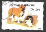 Stamps : Africa : S�o_Tom�_and_Pr�ncipe :  1242 - Perro y Gato