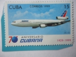 Stamps Cuba -  Avión DC 10 - 70 Aniversario Cubana, 1929-1999 - Airlines