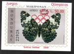 Stamps Honduras -  Mariposa de galleta (Hamadryas arinome) sobreimpresa