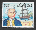 Stamps : Asia : Laos :  491 - Exploradores y sus Barcos