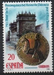 Stamps Spain -  CASTILLO  EN  VALENCIA  Y  ESCUDO  REAL.