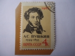 Stamps Russia -  URSS- Aleksandr Sergueyevich pushkin (1799-1837)-Poeta-125 aniversario de su muerte