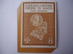Stamps : Europe : Malta :  Orden Militar Soberana-Medalla del Gran Maestro Jean Parisot de La Vallette. y Plano Ciudad antigua.