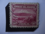 Sellos de America - Ecuador -  Chimborazo (Volcán) Montaña más alta del Ecuador-Serie:1934-1945-Paisaje Urbano