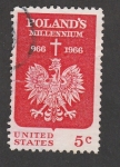 Stamps United States -  Milenio de Polonia. 966-1966