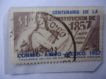 Stamps Mexico -  Centenario de la Constitución de 1857 - Figura Alegórica que Escribe las Leyes.