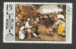 Stamps Liberia -  Campesinos bailando por Bruegel