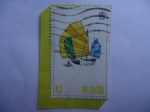 Stamps Hong Kong -  Basura y Sampan - Velero - Serie:Publicidad Turística.