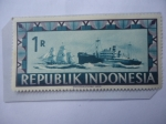 Stamps Indonesia -  República de Indonesia- Barco de Vela y Barco de Motor - Serie: Viena Indonesia.