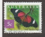 Sellos de Oceania - Australia -  Mariposa Cethosia biblis
