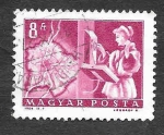 Stamps Hungary -  1527 - Mapa y Teléfono