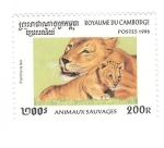 Stamps Cambodia -  Animales salvajes. Leon